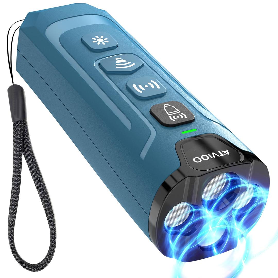 ATVIOO Dog Bark Deterrent Device - Ultrasonic Anti-Barking Devices with 3X Sonic Emitters, Up to 50FT Long Range & Rechargeable Bark Control - Safe for Dogs Training - Indoor & Outdoor (Blue)