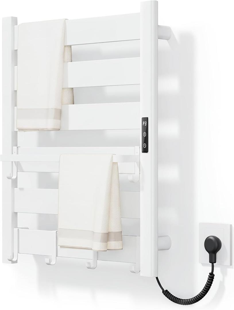 Wall Mounted Heated Towel Rack, 6-Bar Towel Warmer for Bathroom