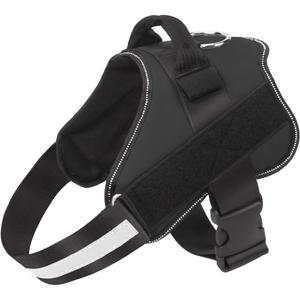 Dog Harness, No-Pull Reflective Dog Vest, Breathable Adjustable Pet Harness with Handle for Outdoor Walking - No More Pulling, Tugging or Choking (Black, S)