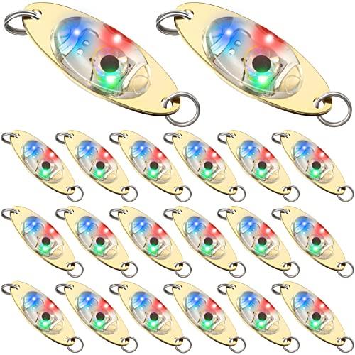 Skylety LED Fishing Lures Fishing Spoons Underwater Flasher Bass Halibut Saltwater Trolling Deep Drop LED Lighted Bait Flasher(9 Pcs)