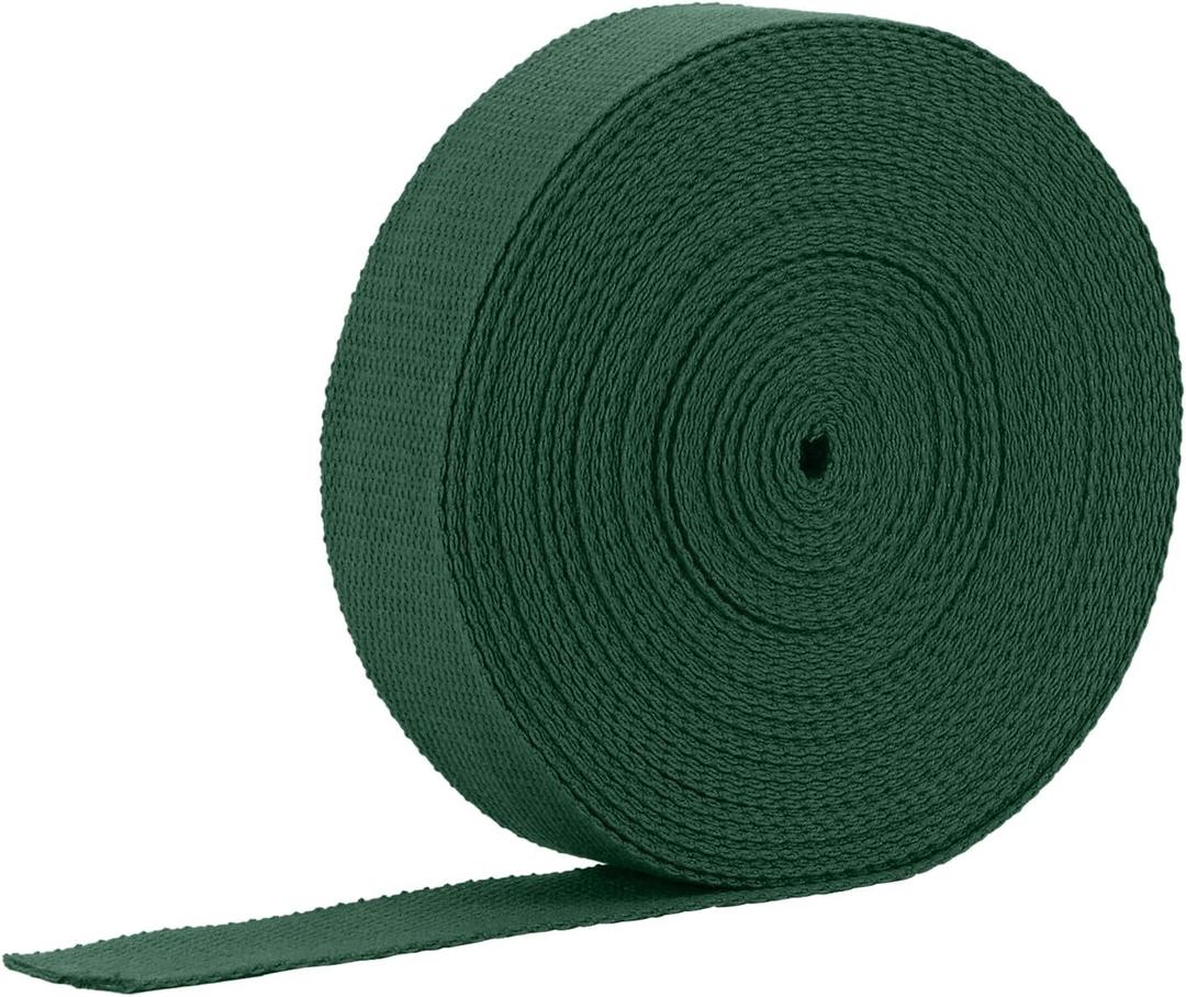 1 Inch Cotton Webbing, 12 Yards Webbing Straps for Bags for Cloth Belt Bags Handles Tote Bag DIY Crafts Decoration, Deep Green