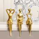 Quoowiit Gold Decor Thinker Statue Decor Book Shelf Decor, Abstract Statue Ornament Office Decor Modern Home Decor Decorations for Living Room Collectable Figurines Coffee Table Decor 3 Piece