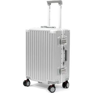 UrbanExporer 24 Inch Check In Hardside Zipperless Luggage with TSA Locks Aluminum Frame Suitcase with Spinner Wheels, Cup Holder, Lightweight Travel Luggage for Business & Leisure Trips, Sliver