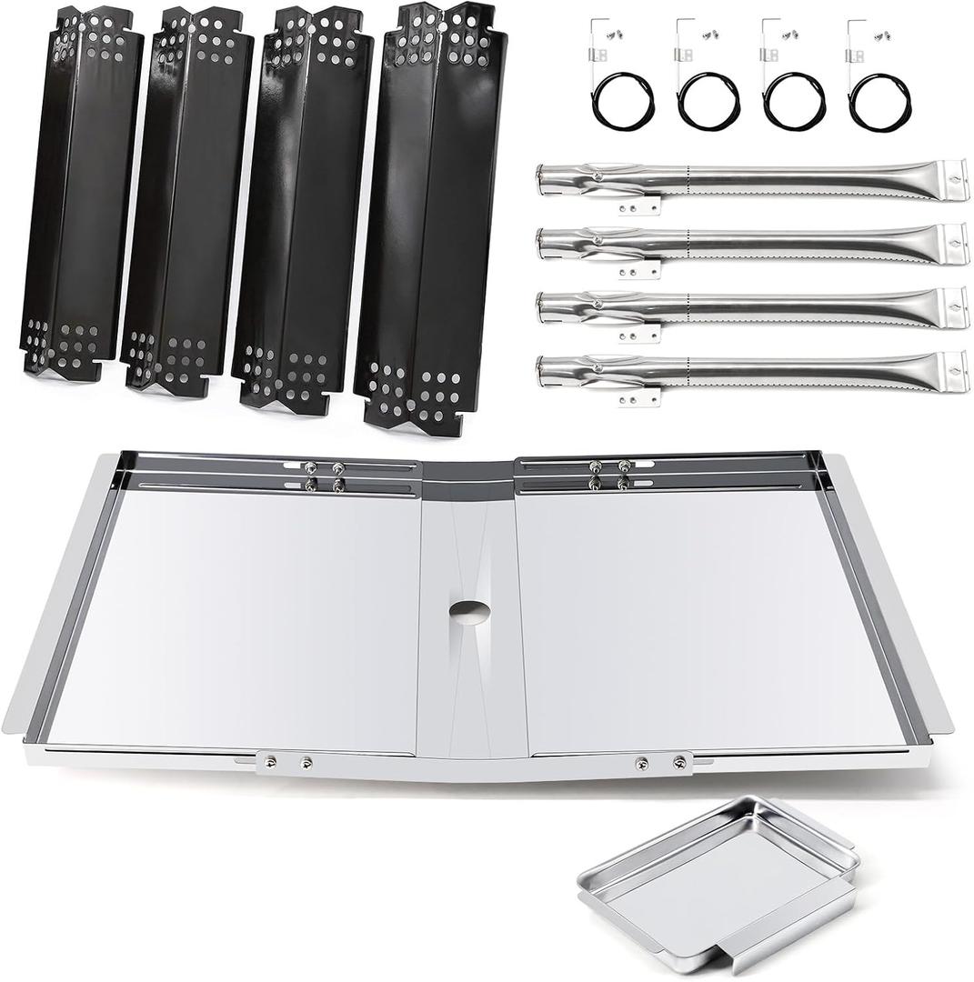 Grill Replacement Parts for Nexgrill 720-0830H 720-0783E 720-0783EH, Grease Tray Drip Tray & Grill Heat Plates & Burner Tubes and Igniters for Home Depot Nexgrill 4 Burner 720-0830H