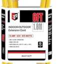 EP 6 Ft 12 Gauge Heavy Duty Extension Cord, 15A 125V 1875W, 3 Outlet Indoor/Outdoor Power Cord with Lighted End, 12/3 SJTW Weatherproof Yellow, UL Listed