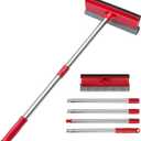 15.9" Window Squeegee for Car,2 in 1 Window Cleaner with Long Stainless Steel Handle,Sponge Car Squeegee for Gas Station, Glass,Shower,Outdoor High Window Cleaning