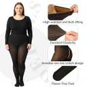 Plus Size Fleece Lined Tights Women, 300g Warm Pantyhose Leggings, Fake Translucent Thermal Tights Winter (Black, XXXL)