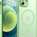 TOCOL Magnetic for iPhone 12 Case, Upgraded [Full Camera Protection] [Compatible with Magsafe] [15FT Military Grade Protection] Bumper for iPhone 12 6.1, Light Green