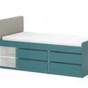 SLÄKT Bed Frame with Storage, Green, Twin
