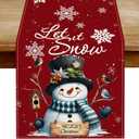 Christmas Table Runner - Red Snowman Snowflake Winter Holiday Decorative Farmhouse Table Decorations for Kitchen Dinning, Indoor Outdoor Dinner Party Decor 13x72 Inch