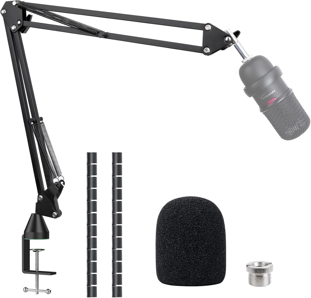 SoloCast Boom arm for HyperX, Microphone Stand for HyperX SoloCast  Mic arm Upgrade C Desk Clamp, 2 Cable Ties, Mic Cover Compatible with HyperX SoloCast by SUNMON