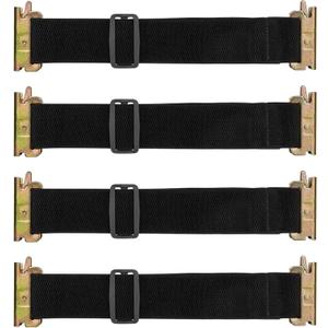 4 Pack E-Track Bungee Tie-Down Straps, 12"-22" Length Adjustable 2" Width Black Bungee Straps, Secure Tools/Cargo to Walls for Trucks, Enclosed Trailers, Vans, Warehouses, Garages, Workshops