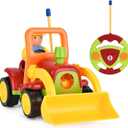 Haktoys Remote Control Bulldozer Toy for Toddlers  Easy RC Construction Tractor with Blade for Boys & Girls Ages 18 Months and Up | First Remote Control Vehicle for Kids