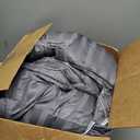 Amazon Basics Full/Queen Comforter Set with Sheets, 7-Piece Gray Calvin Stripe Bedding, Lightweight Microfiber Bed-in-a-Bag, Striped