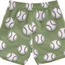 Boys Swim Trunk Baseball Print Design Board Shorts Quick Dry Swimwear Shorts 6-14T