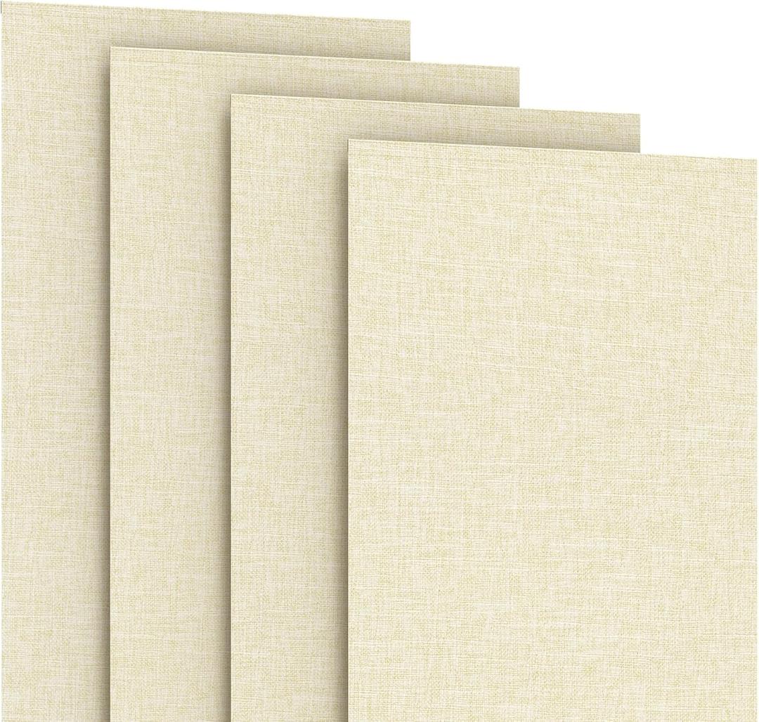 4-Panel Replacement Fabric for Sliding Panel Track Blinds 23" W x 96" L Fabric Only Pre-Attached Hook & Loop Fasteners Trimmable, No Bottom Rail Included, Room Darkening - Beige