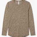 Women's Lightweight Long-Sleeve Crewneck T-Shirt, Soft Heathered Casual Pullover Top for Everyday Wear and Layering S