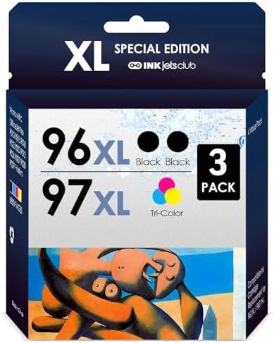 Compatible Inkjet Cartridge Replacement for 96/97 High Yield Printer Ink. Works with Officejet 7310 7210 Deskjet 9800 6988 6980 PhotoSmart 8050 Printers. 3 Pack (Black, Tri-Color). (Packaging May Vary) Compatible Inkjet Cartridge Replacement for 96/97 High Yield Printer Ink. Works with Officejet 7310 7210 Deskjet 9800 6988 6980 PhotoSmart 8050 Printers. 3 Pack (Black, Tri-Color). (Packaging May Vary)