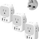 US to UK Plug Adapter 3 Pack, TESSAN Type G Adapter for Travel with 4 Outlets 3 USB (2 USB-C), Power Adaptor for US to UK Ireland London Scotland Kenya Dubai Singapore Hong Kong