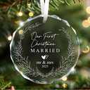 TIRYWT Wedding Gifts for Couples 2025, Christmas Mr & Mrs Gifts for Couples, Our First Christmas Married Glass Ornament for Bridal Shower Just Married Decors - A09