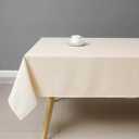Wewoch Beige Rectangle Tablecloth Wrinkle Resistant Washable Fabric Table Cloth for Dining, Kitchen, Parties, Weddings and Outdoor Use 60 Inch by 120 Inch