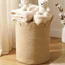LemonRoad Brown Round Tall Basket Large Blanket Basket 15" L X 15" W X 19.7" H Scalloped Woven Baskets Cotton Storage Baskets for Nursery Classroom Closet Blankets Storage Home Decor