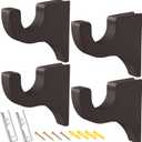 Briwooody 4 Pack Wooden Curtain Rod Brackets Curtain Rod Holder Wood Brackets Classics 3 1/2" Return Bracket for 2" Pole (Brown)