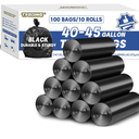 T.FORING Large 40-45 Gallon Trash Bags Heavy Duty - 1.6 Mil Thick,39''x47'' Strong Black Garbage Bags Unscented 100 Count Trash Can Liners for Construction Industrial Yard Outdoor Commercial