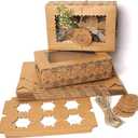 20-Pack Brown Cupcake Boxes with Insert Trays, Tags and Twine | Food Grade Kraft Bakery Boxes with Window to Fit 6 Cupcakes