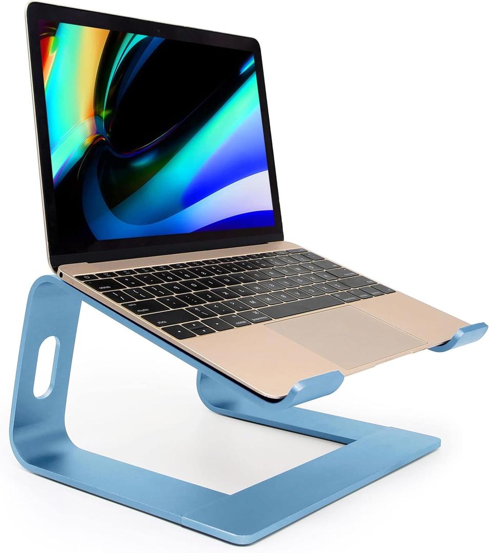 Ergonomic Aluminum Laptop Mount - Detachable Riser Stand Compatible with MacBook Pro/Air HP Lenovo Samsung Dell, All 10-17.3" Laptops (Sky Blue)
