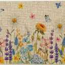 Artoid Mode Floral Flowers Butterfly Daisy Lavender Spring Doormat, Seasonal Summer Home Decor Low-Profile Switch Rug Door Mat Floor Mat for Indoor Outdoor 17x29 Inch (Beige)