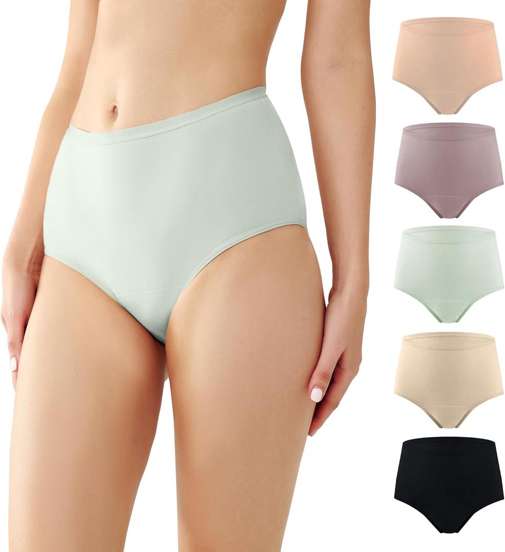 BATTEWA Washable Absorbency Incontinence Regular Underwear for Women, Reusable Leak Proof Protection Panties for Bladder Leakage(5Color, Medium, 5 Pack)