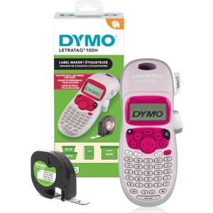 DYMO LetraTag LT-100H Handheld Aesthetic Label Maker, ABC Keyboard Label Printer with Easy-to-Use, 13 Character LCD Screen, Great for Home & Office Organization, Pink