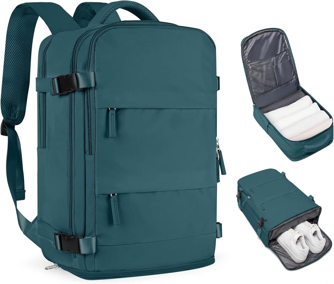 coofay Large Travel Backpack For Women Men Airline Approved Carry On Backpack Flight Approved Waterproof Sports Luggage Backpack Casual Daypack Small Hiking Backpack (A-peacock Blue)