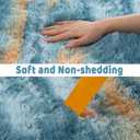 Soft Runner Rugs for Bedroom Hallways, 2x6 Abstract Blue Fluffy Shag Throw Area Rug Non Slip for Bedside Dorm, Long Shaggy Furry Carpet for Nursery Living Room