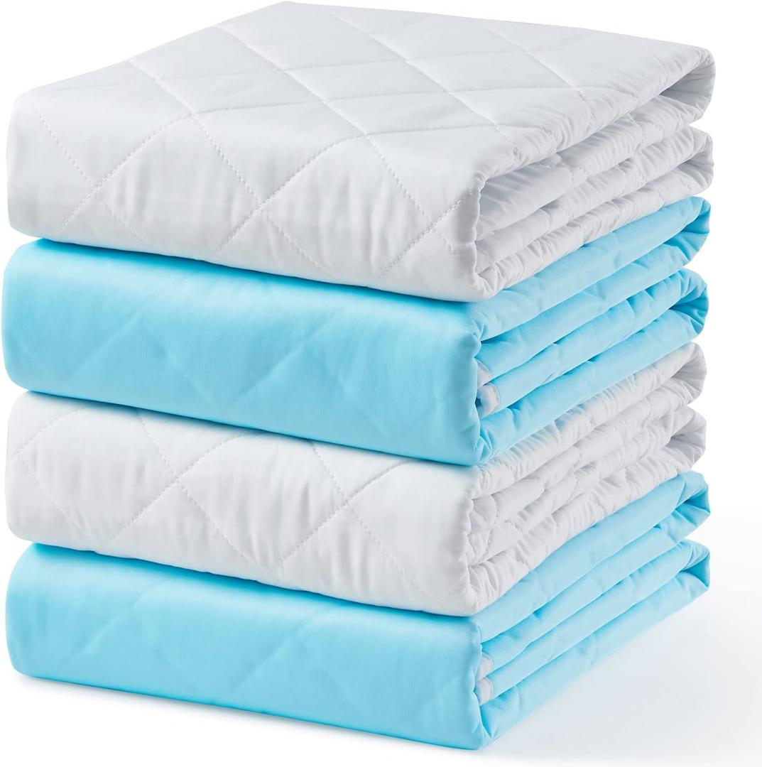 KANECH Washable Underpads 24"x36" (4 Pack), Waterproof Heavy Absorbency Reusable Incontinence Bed Pads for Adults, Elderly, Kids & Pets - Bedwetting Mattress Protector