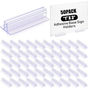 Fulmoon 50 Pcs Sign Holder, Adhesive Base Sign Holders Multiple Uses for Counters, Warehouses, Base Holders with Strong Adhesive (1*3in)