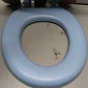 Mayfair Padded Toilet Seat, Cushioned Soft Vinyl over Wood Core Seat, Secure Hinges, Easy Clean, Made in USA, Round, Sky Blue