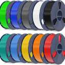 SUNLU 3D Printer Filament Bundle, PLA Plus Filament 10KG 1.75mm, Neatly Wound Filament for Most 3D Printer, 10 Colors, 1kg Spool, Black+White+Grey+Green+Blue+Grassgreen+Bluegrey+Pureyellow+Red+Orange