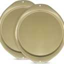 Pizza Pan - 14 Inch Nonstick Pizza Pan for Oven with Widen Handles for Cooking, Baking, and Grilling - Durable, Even Heating, Long-Lasting Kitchen Cookware (2, Golden)