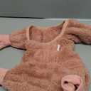 SlowTon Dog Winter Coat - Fuzzy Pullover Pajamas, Soft Fleece Windproof Cold Weather Dog Jacket Cozy Onesie Jumpsuit Outfit 4 Legged Clothes with Leash Hole for Large Medium Small Dogs (Pink, XS) (XS (Back: 11.8"))