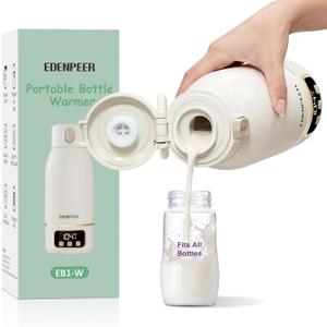 Portable Bottle Warmer for Travel, Fast Baby Bottle Warmer Portable with Precise Temperature Control, 17 OZ Milk Warmer, Leak-Proof Cordless Breastmilk Warmer, Fits Most Baby Bottles for On the Go