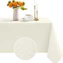 Romanstile Spring Rectangle Tablecloth - Waterproof and Wrinkle Resistant Washable Polyester Table Cloth for Kitchen Dining/Party/Wedding Indoor and Outdoor Use (60 x 84 inch, Ivory)