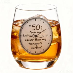 Birthday Gift for Dad Funny Bedtime Earlier Than Curfew 50th Personalized Whiskey Glasses Gift for Father 50 Years Old Gifts Drinking Cup for Men Use for Bourbon,Cocktails,Scotch.
