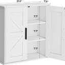 Homleke Bathroom Wall Cabinet, Over Toilet Storage Cabinet with Barn Doors and Adjustable Shelves, 3-Tier Medicine Cabinet Wall Mounted, for Bathroom, Kitchen, Entryway, Laundry Room, White, (7.9" D)