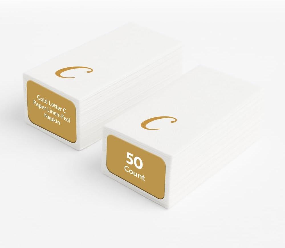 Restaurantware Airlaid Napkins 50 Count 15.75 x 7.87 Inches Paper Luxury Disposable Napkins Quilted Elegant Design Gold