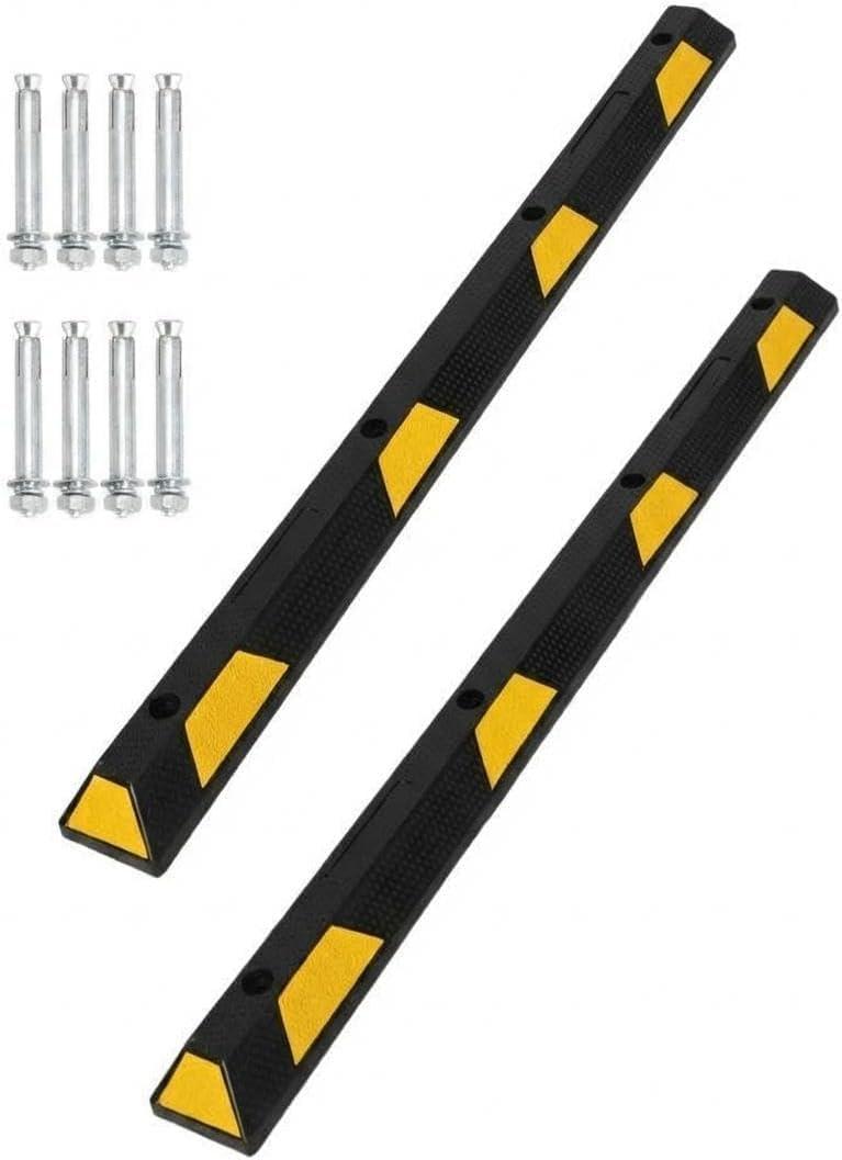 GarveeTech 72 in Rubber Parking Curb, Heavy Duty Curb Parking Stoppers with Reflective Stripes for Garage Bumpers, 55000 LBS Capacity, 2pcs