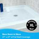 SlipX Solutions 27" Oversize Square Shower Mat, Non-Slip Mat for Elderly & Kids, 100+ Power Grip Suction Cups for Smooth Surfaces, Machine Washable, Clear