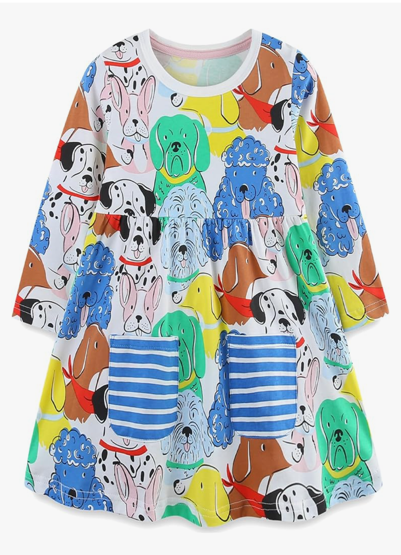 Bumeex Toddler Girl's Long Sleeve Dresses 2-7Y