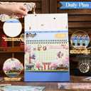 2 x 2026 Calendar-Desk Calendars January-December Double Wire Flip-Up Desk Calendars - Monthly & Weekly Planner with Sticker Set, Featuring Famous World Travel Destinations for Vacation Inspiration for Home School, or Office (Blue)